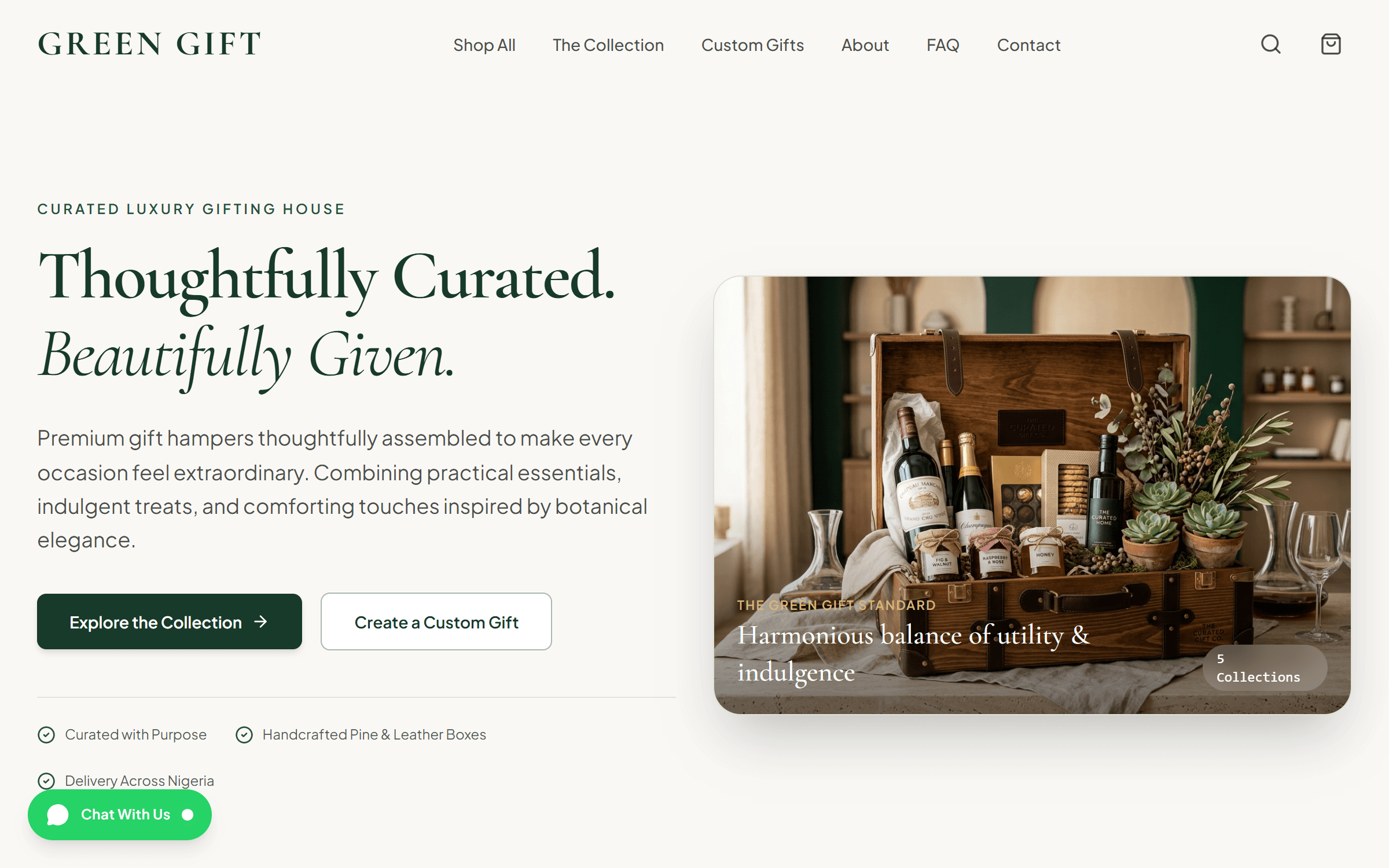 Green Gift Storefront Website Screenshot (1280x800)